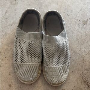 Gray Slip-On Knit Sneakers memory foam